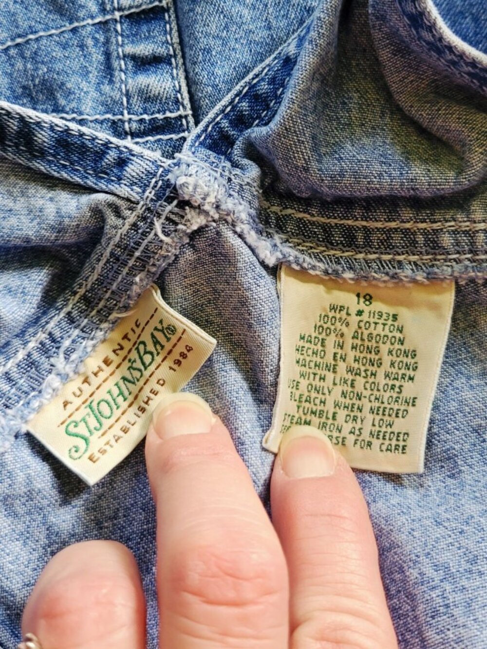 St. John's Bay Bib Overalls Womens Size 18 Blue Denim Retro Vintage Y2K Workwear - Picture 8 of 16
